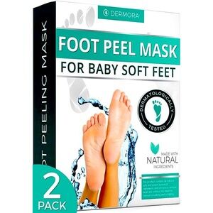 NWT DERMORA Foot Peel Mask - 2 Pack of Exfoliating Masks for Dry, Cracked Feet
